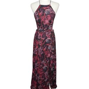 Fame and Partners Dark Floral Halter Maxi Dress Size 8